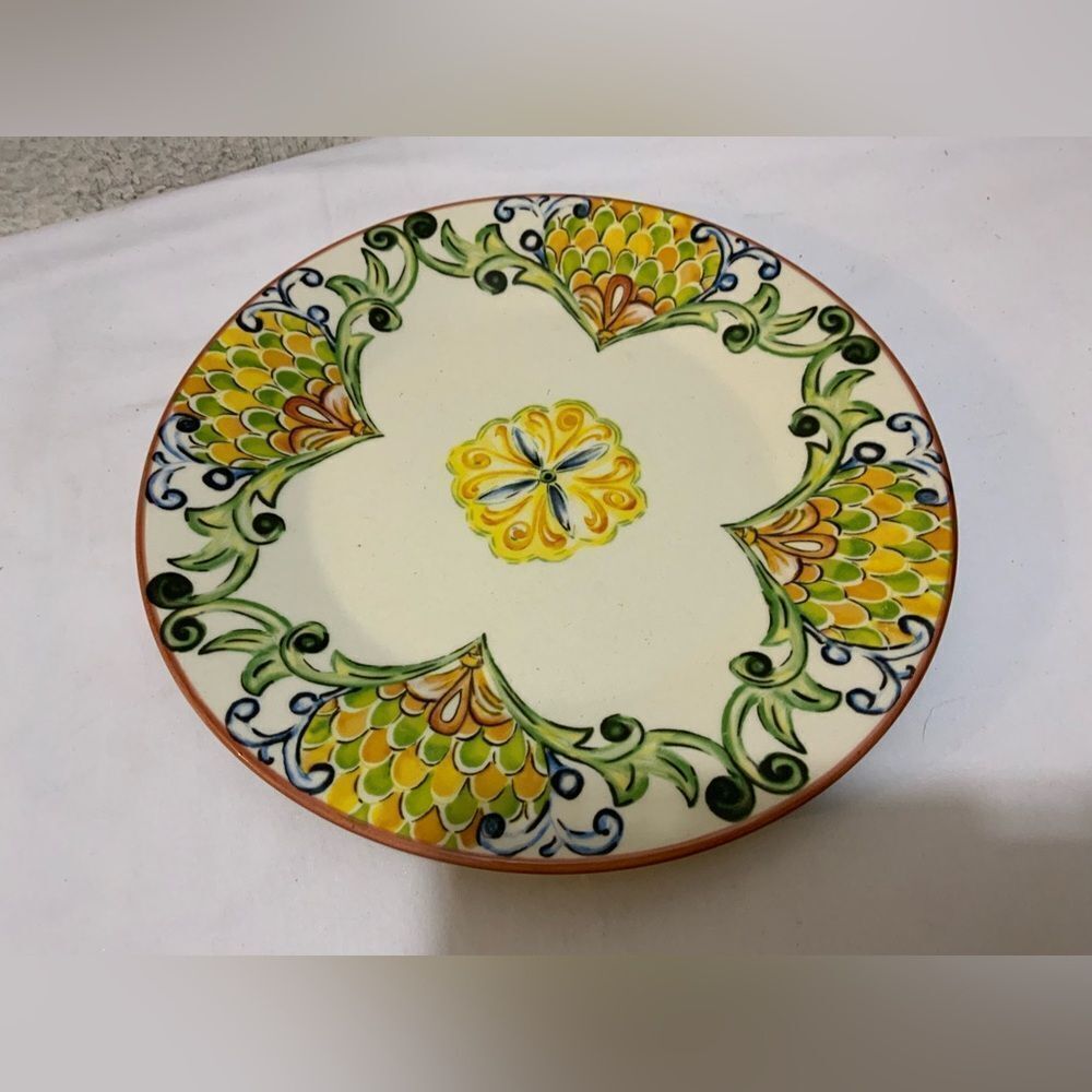 CMG hand made in Portugal ceramic plate peacock 8.75”
